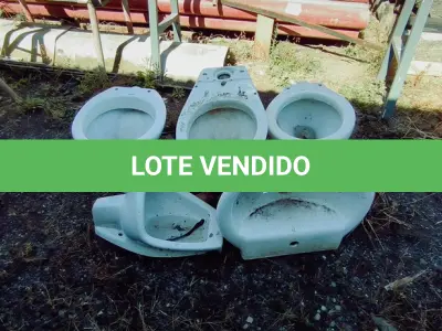 LOTE 101 - 03 VASOS SANITÁRIOS, 01 PIA E 01 MICTÓRIO.  (NO ESTADO) ATENÇÃO! FAZER A VISITAÇÃO ANTES DE ARREMATAR, NÃO SABEMOS SE FUNCIONA. LEILÃO NÃO TEM GARANTIA E NEM DEVOLUÇÃO, SUJEITO A POSSÍVEIS AVARIAS VISÍVEIS/OCULTAS E/OU AUSÊNCIA DE COMPONENTES.