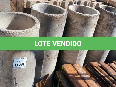 LOTE 075 - 05 MANILHAS EM CONCRETO.   (NO ESTADO) ATENÇÃO! FAZER A VISITAÇÃO ANTES DE ARREMATAR, NÃO SABEMOS SE FUNCIONA. LEILÃO NÃO TEM GARANTIA E NEM DEVOLUÇÃO, SUJEITO A POSSÍVEIS AVARIAS VISÍVEIS/OCULTAS E/OU AUSÊNCIA DE COMPONENTES.