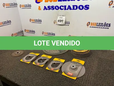 LOTE 499 - 01 LOTE COM DISCOS DE BORRACHA, DISCOS FLAP E DISCO DE DESCARTE. (NO ESTADO) ATENÇÃO! FAZER A VISITAÇÃO ANTES DE ARREMATAR, NÃO SABEMOS SE FUNCIONA. LEILÃO NÃO TEM GARANTIA E NEM DEVOLUÇÃO, SUJEITO A POSSÍVEIS AVARIAS VISÍVEIS/OCULTAS E/OU AUSÊNCIA DE COMPONENTES.