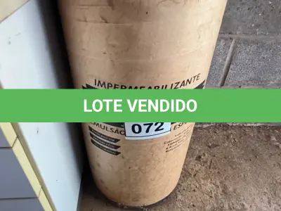 LOTE 072 - 01 LOTE COM IMPERMEABILIZANTE ASFÁLTICO. (NO ESTADO) ATENÇÃO! FAZER A VISITAÇÃO ANTES DE ARREMATAR, NÃO SABEMOS SE FUNCIONA. LEILÃO NÃO TEM GARANTIA E NEM DEVOLUÇÃO, SUJEITO A POSSÍVEIS AVARIAS VISÍVEIS/OCULTAS E/OU AUSÊNCIA DE COMPONENTES.