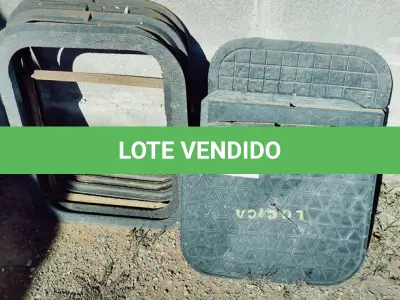 LOTE 082 - 01 LOTE COM TAMPAS DE FERRO PARA ESGOTO. (NO ESTADO) ATENÇÃO! FAZER A VISITAÇÃO ANTES DE ARREMATAR, NÃO SABEMOS SE FUNCIONA. LEILÃO NÃO TEM GARANTIA E NEM DEVOLUÇÃO, SUJEITO A POSSÍVEIS AVARIAS VISÍVEIS/OCULTAS E/OU AUSÊNCIA DE COMPONENTES.