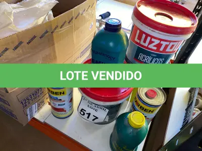 LOTE 517 - 01 LOTE COM FUNDO PREPARADOR DE PAREDES, ZARCÃO, SICA E AGUARRÁS. (NO ESTADO) ATENÇÃO! FAZER A VISITAÇÃO ANTES DE ARREMATAR, NÃO SABEMOS SE FUNCIONA. LEILÃO NÃO TEM GARANTIA E NEM DEVOLUÇÃO, SUJEITO A POSSÍVEIS AVARIAS VISÍVEIS/OCULTAS E/OU AUSÊNCIA DE COMPONENTES.