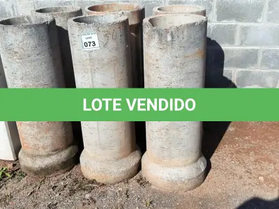 LOTE 073 - 06 MANILHAS EM CONCRETO.  (NO ESTADO) ATENÇÃO! FAZER A VISITAÇÃO ANTES DE ARREMATAR, NÃO SABEMOS SE FUNCIONA. LEILÃO NÃO TEM GARANTIA E NEM DEVOLUÇÃO, SUJEITO A POSSÍVEIS AVARIAS VISÍVEIS/OCULTAS E/OU AUSÊNCIA DE COMPONENTES.