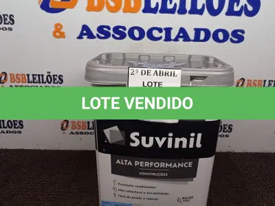 LOTE 283 - 01 GALÃO DE TINTA SUVINIL DE 18L PARA INTERIORES ACABAMENTO FOSCO BRANCO. (NOVO) (NO ESTADO) ATENÇÃO! FAZER A VISITAÇÃO ANTES DE ARREMATAR, NÃO SABEMOS SE FUNCIONA. LEILÃO NÃO TEM GARANTIA E NEM DEVOLUÇÃO, SUJEITO A POSSÍVEIS AVARIAS VISÍVEIS/OCULTAS E/OU AUSÊNCIA DE COMPONENTES.