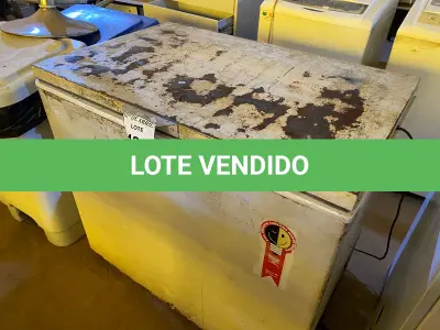 LOTE 436 - 01 FREEZER HORIZONTAL. (NO ESTADO) ATENÇÃO! FAZER A VISITAÇÃO ANTES DE ARREMATAR, NÃO SABEMOS SE FUNCIONA. LEILÃO NÃO TEM GARANTIA E NEM DEVOLUÇÃO, SUJEITO A POSSÍVEIS AVARIAS VISÍVEIS/OCULTAS E/OU AUSÊNCIA DE COMPONENTES.