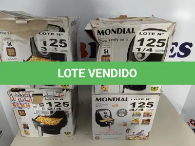 LOTE 125 - 04 - FRITADEIRAS SEM ÓLEO AIR FRYER 5LITROS, MONDIAL 110V (NO ESTADO, NÃO SABEMOS SE FUNCIONA. LEILÃO NÃO TEM GARANTIA E NEM DEVOLUÇÃO, SUJEITO A POSSÍVEIS AVARIAS VISÍVEIS/OCULTAS E/OU AUSÊNCIA DE COMPONENTES)
