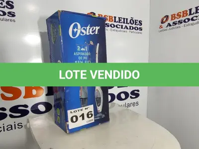 LOTE 016 - 01 - ASPIRADOR DE PÓ VERTICAL OSTER SEM FIO WHITE DUO CLEAN 2 EM 1, BATERIA, BRANCO, OASP645 (NO ESTADO, NÃO SABEMOS SE FUNCIONA. LEILÃO NÃO TEM GARANTIA E NEM DEVOLUÇÃO, SUJEITO A POSSÍVEIS AVARIAS VISÍVEIS/OCULTAS E/OU AUSÊNCIA DE COMPONENTES)