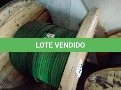 LOTE 109 - 01 CARRETEL COM CABO 120MM NA COR VERDE (1KV) COM 235 METROS. (NO ESTADO) ATENÇÃO! FAZER A VISITAÇÃO ANTES DE ARREMATAR, NÃO SABEMOS SE FUNCIONA. LEILÃO NÃO TEM GARANTIA E NEM DEVOLUÇÃO, SUJEITO A POSSÍVEIS AVARIAS VISÍVEIS/OCULTAS E/OU AUSÊNCIA DE COMPONENTES.