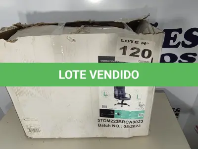 LOTE 120 - 01 - CADEIRA DE ESCRITÓRIO EXECUTIVA (NO ESTADO, NÃO SABEMOS SE FUNCIONA. LEILÃO NÃO TEM GARANTIA E NEM DEVOLUÇÃO, SUJEITO A POSSÍVEIS AVARIAS VISÍVEIS/OCULTAS E/OU AUSÊNCIA DE COMPONENTES)