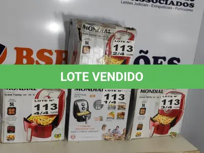 LOTE 113 - 04 - FRITADEIRAS SEM ÓLEO AIR FRYER 5LITROS, MONDIAL 110V (NO ESTADO, NÃO SABEMOS SE FUNCIONA. LEILÃO NÃO TEM GARANTIA E NEM DEVOLUÇÃO, SUJEITO A POSSÍVEIS AVARIAS VISÍVEIS/OCULTAS E/OU AUSÊNCIA DE COMPONENTES)