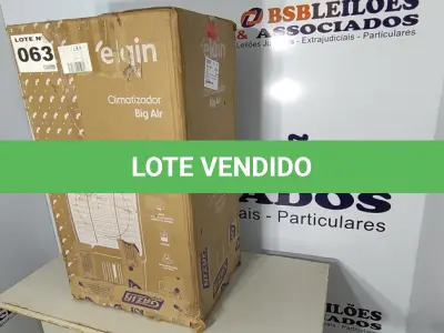 LOTE 063 - 01 - CLIMATIZADOR DE AR ELGIN BIG AIR, 45 LITROS 110V (NO ESTADO, NÃO SABEMOS SE FUNCIONA. LEILÃO NÃO TEM GARANTIA E NEM DEVOLUÇÃO, SUJEITO A POSSÍVEIS AVARIAS VISÍVEIS/OCULTAS E/OU AUSÊNCIA DE COMPONENTES)