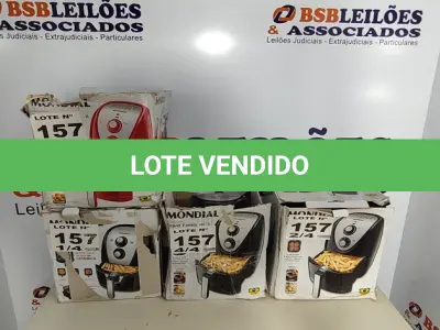 LOTE 157 - 04 - FRITADEIRAS SEM ÓLEO AIR FRYER, MONDIAL 110V (NO ESTADO, NÃO SABEMOS SE FUNCIONA. LEILÃO NÃO TEM GARANTIA E NEM DEVOLUÇÃO, SUJEITO A POSSÍVEIS AVARIAS VISÍVEIS/OCULTAS E/OU AUSÊNCIA DE COMPONENTES)