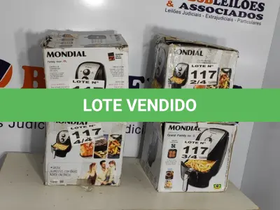 LOTE 117 - 04 - FRITADEIRAS SEM ÓLEO AIR FRYER 5LITROS, MONDIAL 110V (NO ESTADO, NÃO SABEMOS SE FUNCIONA. LEILÃO NÃO TEM GARANTIA E NEM DEVOLUÇÃO, SUJEITO A POSSÍVEIS AVARIAS VISÍVEIS/OCULTAS E/OU AUSÊNCIA DE COMPONENTES)