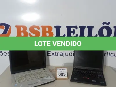 LOTE 003 - 02 NOTEBOOKS SENDO 01 MARCA ACER E 01 IBM SEM CARREGADOR COM AVARIAS.  (NO ESTADO) ATENÇÃO! FAZER A VISITAÇÃO ANTES DE ARREMATAR, NÃO SABEMOS SE FUNCIONA. LEILÃO NÃO TEM GARANTIA E NEM DEVOLUÇÃO, SUJEITO A POSSÍVEIS AVARIAS VISÍVEIS/OCULTAS E/OU AUSÊNCIA DE COMPONENTES.