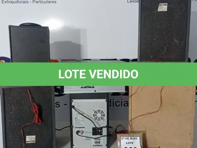 LOTE 069 - 01 APARELHO DE SOM MARCA LG E 05 CAIXAS DE SOM AVULSAS MARCAS E MODELOS DIVERSOS. (NO ESTADO) ATENÇÃO! FAZER A VISITAÇÃO ANTES DE ARREMATAR, NÃO SABEMOS SE FUNCIONA. LEILÃO NÃO TEM GARANTIA E NEM DEVOLUÇÃO, SUJEITO A POSSÍVEIS AVARIAS VISÍVEIS/OCULTAS E/OU AUSÊNCIA DE COMPONENTES.