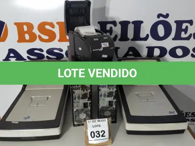 LOTE 032 - 02 CPUS, 02 SCANNERS E 01 IMPRESSORA DE CUPOM MARCA BEMATECH COM AVARIAS.  (NO ESTADO) ATENÇÃO! FAZER A VISITAÇÃO ANTES DE ARREMATAR, NÃO SABEMOS SE FUNCIONA. LEILÃO NÃO TEM GARANTIA E NEM DEVOLUÇÃO, SUJEITO A POSSÍVEIS AVARIAS VISÍVEIS/OCULTAS E/OU AUSÊNCIA DE COMPONENTES.