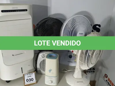 LOTE 030 - 03 VENTILADORES, 01 AQUECEDOR E 01 UMIDIFICADOR. (NO ESTADO) ATENÇÃO! FAZER A VISITAÇÃO ANTES DE ARREMATAR, NÃO SABEMOS SE FUNCIONA. LEILÃO NÃO TEM GARANTIA E NEM DEVOLUÇÃO, SUJEITO A POSSÍVEIS AVARIAS VISÍVEIS/OCULTAS E/OU AUSÊNCIA DE COMPONENTES.