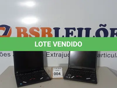 LOTE 004 - 02 NOTEBOOKS MARCA IBM SEM CARREGADOR COM AVARIAS. (NO ESTADO) ATENÇÃO! FAZER A VISITAÇÃO ANTES DE ARREMATAR, NÃO SABEMOS SE FUNCIONA. LEILÃO NÃO TEM GARANTIA E NEM DEVOLUÇÃO, SUJEITO A POSSÍVEIS AVARIAS VISÍVEIS/OCULTAS E/OU AUSÊNCIA DE COMPONENTES.
