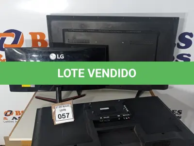 LOTE 057 - 02 TVS COM AVARIAS, SENDO 01 PHILIPS DE 40’’ E AOC DE 43’’ E 01 MONITOR LG DE 19’’ COM AVARIAS. (NO ESTADO) ATENÇÃO! FAZER A VISITAÇÃO ANTES DE ARREMATAR, NÃO SABEMOS SE FUNCIONA. LEILÃO NÃO TEM GARANTIA E NEM DEVOLUÇÃO, SUJEITO A POSSÍVEIS AVARIAS VISÍVEIS/OCULTAS E/OU AUSÊNCIA DE COMPONENTES.