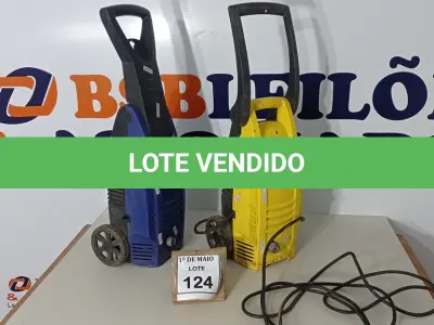 LOTE 124 - 02 LAVADORAS DE ALTA PRESSÃO COM AVARIAS. (NO ESTADO) ATENÇÃO! FAZER A VISITAÇÃO ANTES DE ARREMATAR, NÃO SABEMOS SE FUNCIONA. LEILÃO NÃO TEM GARANTIA E NEM DEVOLUÇÃO, SUJEITO A POSSÍVEIS AVARIAS VISÍVEIS/OCULTAS E/OU AUSÊNCIA DE COMPONENTES.