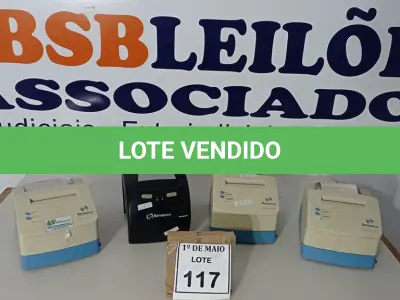 LOTE 117 - 04 IMPRESSORAS DE CUPOM MARCAS E MODELOS DIVERSOS. (NO ESTADO) ATENÇÃO! FAZER A VISITAÇÃO ANTES DE ARREMATAR, NÃO SABEMOS SE FUNCIONA. LEILÃO NÃO TEM GARANTIA E NEM DEVOLUÇÃO, SUJEITO A POSSÍVEIS AVARIAS VISÍVEIS/OCULTAS E/OU AUSÊNCIA DE COMPONENTES.