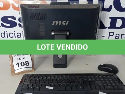 LOTE 108 - 01 PC ALL IN ONE MSI COM TECLADO E MOUSE. (NO ESTADO) ATENÇÃO! FAZER A VISITAÇÃO ANTES DE ARREMATAR, NÃO SABEMOS SE FUNCIONA. LEILÃO NÃO TEM GARANTIA E NEM DEVOLUÇÃO, SUJEITO A POSSÍVEIS AVARIAS VISÍVEIS/OCULTAS E/OU AUSÊNCIA DE COMPONENTES.