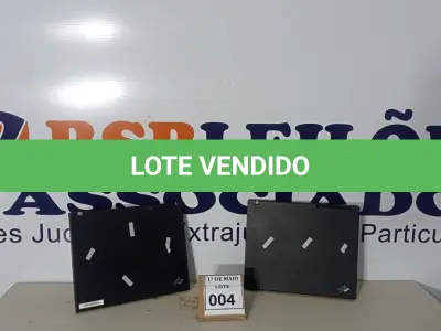LOTE 004 - 02 NOTEBOOKS MARCA IBM SEM CARREGADOR COM AVARIAS. (NO ESTADO) ATENÇÃO! FAZER A VISITAÇÃO ANTES DE ARREMATAR, NÃO SABEMOS SE FUNCIONA. LEILÃO NÃO TEM GARANTIA E NEM DEVOLUÇÃO, SUJEITO A POSSÍVEIS AVARIAS VISÍVEIS/OCULTAS E/OU AUSÊNCIA DE COMPONENTES.