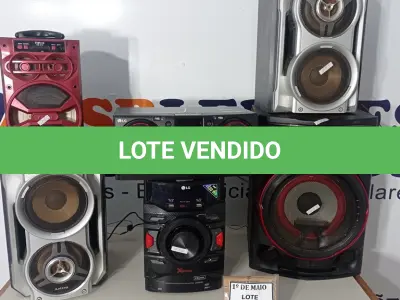 LOTE 069 - 01 APARELHO DE SOM MARCA LG E 05 CAIXAS DE SOM AVULSAS MARCAS E MODELOS DIVERSOS. (NO ESTADO) ATENÇÃO! FAZER A VISITAÇÃO ANTES DE ARREMATAR, NÃO SABEMOS SE FUNCIONA. LEILÃO NÃO TEM GARANTIA E NEM DEVOLUÇÃO, SUJEITO A POSSÍVEIS AVARIAS VISÍVEIS/OCULTAS E/OU AUSÊNCIA DE COMPONENTES.