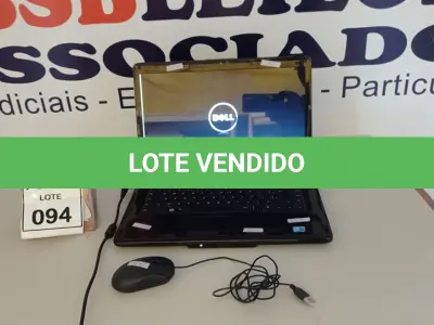 LOTE 094 - 01 NOTEBOOK MARCA DELL COM MOUSE SEM FONTE. (NO ESTADO) ATENÇÃO! FAZER A VISITAÇÃO ANTES DE ARREMATAR, NÃO SABEMOS SE FUNCIONA. LEILÃO NÃO TEM GARANTIA E NEM DEVOLUÇÃO, SUJEITO A POSSÍVEIS AVARIAS VISÍVEIS/OCULTAS E/OU AUSÊNCIA DE COMPONENTES.
