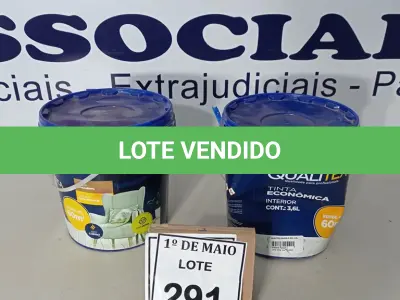 LOTE 291 - 02 GALÕES DE TINTA PARA INTERIORES DE 3,6L, SENDO 01 AMARELO SOL E 01 VERMELHO GUARANÁ MARCA QUALITEX. (NOVO) (NO ESTADO) ATENÇÃO! FAZER A VISITAÇÃO ANTES DE ARREMATAR, NÃO SABEMOS SE FUNCIONA. LEILÃO NÃO TEM GARANTIA E NEM DEVOLUÇÃO, SUJEITO A POSSÍVEIS AVARIAS VISÍVEIS/OCULTAS E/OU AUSÊNCIA DE COMPONENTES.
