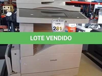 LOTE 281 - 01 IMPRESSORA LEXMARK X860DE. (NO ESTADO) ATENÇÃO! FAZER A VISITAÇÃO ANTES DE ARREMATAR, NÃO SABEMOS SE FUNCIONA. LEILÃO NÃO TEM GARANTIA E NEM DEVOLUÇÃO, SUJEITO A POSSÍVEIS AVARIAS VISÍVEIS/OCULTAS E/OU AUSÊNCIA DE COMPONENTES.