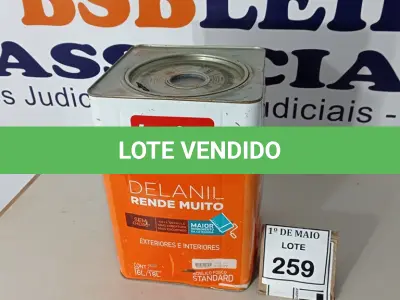 LOTE 259 - 01 LATA DE TINTA EXTERIOR/INTERIOR IQUINE DELANIL AZUL FOSCO 18L.  (NO ESTADO) ATENÇÃO! FAZER A VISITAÇÃO ANTES DE ARREMATAR, NÃO SABEMOS SE FUNCIONA. LEILÃO NÃO TEM GARANTIA E NEM DEVOLUÇÃO, SUJEITO A POSSÍVEIS AVARIAS VISÍVEIS/OCULTAS E/OU AUSÊNCIA DE COMPONENTES.