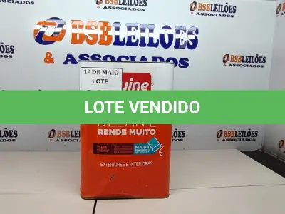LOTE 384 - 01 LATA DE TINTA EXTERIOR/INTERIOR IQUINE DELANIL AZUL FOSCO BASE P 18L. (NOVO) (NO ESTADO) ATENÇÃO! FAZER A VISITAÇÃO ANTES DE ARREMATAR, NÃO SABEMOS SE FUNCIONA. LEILÃO NÃO TEM GARANTIA E NEM DEVOLUÇÃO, SUJEITO A POSSÍVEIS AVARIAS VISÍVEIS/OCULTAS E/OU AUSÊNCIA DE COMPONENTES.