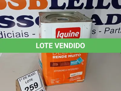 LOTE 259 - 01 LATA DE TINTA EXTERIOR/INTERIOR IQUINE DELANIL AZUL FOSCO 18L.  (NO ESTADO) ATENÇÃO! FAZER A VISITAÇÃO ANTES DE ARREMATAR, NÃO SABEMOS SE FUNCIONA. LEILÃO NÃO TEM GARANTIA E NEM DEVOLUÇÃO, SUJEITO A POSSÍVEIS AVARIAS VISÍVEIS/OCULTAS E/OU AUSÊNCIA DE COMPONENTES.