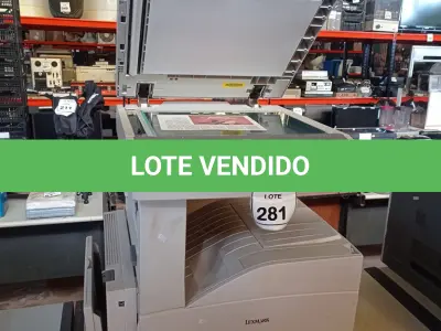 LOTE 281 - 01 IMPRESSORA LEXMARK X860DE. (NO ESTADO) ATENÇÃO! FAZER A VISITAÇÃO ANTES DE ARREMATAR, NÃO SABEMOS SE FUNCIONA. LEILÃO NÃO TEM GARANTIA E NEM DEVOLUÇÃO, SUJEITO A POSSÍVEIS AVARIAS VISÍVEIS/OCULTAS E/OU AUSÊNCIA DE COMPONENTES.