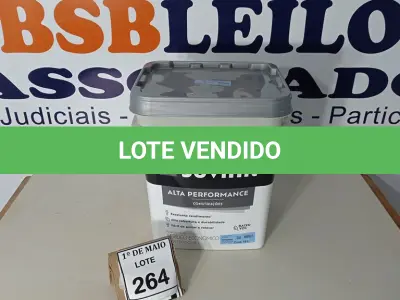 LOTE 264 - 01 BALDE DE TINTA SUVINIL INTERIORES FOSCOS 18L NA COR FOSCO BRANCO. VENCIMENTO 10/2027 (NOVO) (NO ESTADO) ATENÇÃO! FAZER A VISITAÇÃO ANTES DE ARREMATAR, NÃO SABEMOS SE FUNCIONA. LEILÃO NÃO TEM GARANTIA E NEM DEVOLUÇÃO, SUJEITO A POSSÍVEIS AVARIAS VISÍVEIS/OCULTAS E/OU AUSÊNCIA DE COMPONENTES.