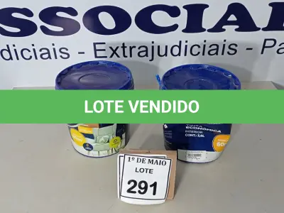 LOTE 291 - 02 GALÕES DE TINTA PARA INTERIORES DE 3,6L, SENDO 01 AMARELO SOL E 01 VERMELHO GUARANÁ MARCA QUALITEX. (NOVO) (NO ESTADO) ATENÇÃO! FAZER A VISITAÇÃO ANTES DE ARREMATAR, NÃO SABEMOS SE FUNCIONA. LEILÃO NÃO TEM GARANTIA E NEM DEVOLUÇÃO, SUJEITO A POSSÍVEIS AVARIAS VISÍVEIS/OCULTAS E/OU AUSÊNCIA DE COMPONENTES.