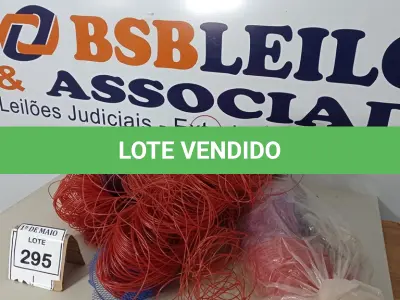 LOTE 295 - 01 LOTE COM FIOS DE NYLON PARA ROÇADEIRA. (NO ESTADO) ATENÇÃO! FAZER A VISITAÇÃO ANTES DE ARREMATAR, NÃO SABEMOS SE FUNCIONA. LEILÃO NÃO TEM GARANTIA E NEM DEVOLUÇÃO, SUJEITO A POSSÍVEIS AVARIAS VISÍVEIS/OCULTAS E/OU AUSÊNCIA DE COMPONENTES.