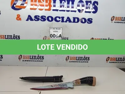 LOTE 005 - 01 FACA ARTESANAL AÇO INOX CABO DE CHIFRE BAINHA DE COURO LEGITIMO TAMANHO TOTAL 34CM PESO 290G JÁ AFIADA (NOVO) (NO ESTADO) ATENÇÃO! FAZER A VISITAÇÃO ANTES DE ARREMATAR, NÃO SABEMOS SE FUNCIONA. LEILÃO NÃO TEM GARANTIA E NEM DEVOLUÇÃO, SUJEITO A POSSÍVEIS AVARIAS VISÍVEIS/OCULTAS E/OU AUSÊNCIA DE COMPONENTES.