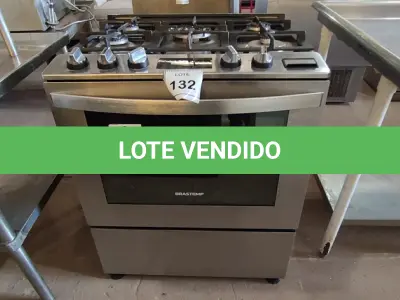 LOTE 132 - 01 FOGÃO BRASTEMP 5 BOCAS 220VOLTS. (NO ESTADO EM QUE SE ENCONTRA. SUJEITO A AVARIAS OCULTAS/VISÍVEIS.) BH1476B