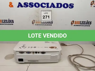 LOTE 271 - 01 PROJETOR MULTIMIDIA MARCA NEC. (NO ESTADO) ATENÇÃO! FAZER A VISITAÇÃO ANTES DE ARREMATAR, NÃO SABEMOS SE FUNCIONA, LEILÃO NÃO TEM GARANTIA E NEM DEVOLUÇÃO, SUJEITO A POSSÍVEIS AVARIAS VISÍVEIS/OCULTAS E/OU AUSÊNCIA DE COMPONENTES.