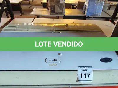 LOTE 117 - 01 CONDENSADORA E 01 EVAPORADORA DE AR MARCA CARRIER. (NO ESTADO) ATENÇÃO! FAZER A VISITAÇÃO ANTES DE ARREMATAR, NÃO SABEMOS SE FUNCIONA, LEILÃO NÃO TEM GARANTIA E NEM DEVOLUÇÃO, SUJEITO A POSSÍVEIS AVARIAS VISÍVEIS/OCULTAS E/OU AUSÊNCIA DE COMPONENTES.