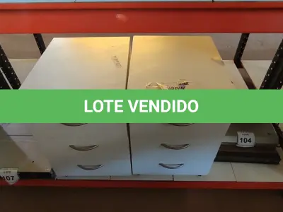 LOTE 106 - 02 GAVETEIROS COM 03 GAVETAS CADA. (NO ESTADO) ATENÇÃO! FAZER A VISITAÇÃO ANTES DE ARREMATAR, NÃO SABEMOS SE FUNCIONA, LEILÃO NÃO TEM GARANTIA E NEM DEVOLUÇÃO, SUJEITO A POSSÍVEIS AVARIAS VISÍVEIS/OCULTAS E/OU AUSÊNCIA DE COMPONENTES.