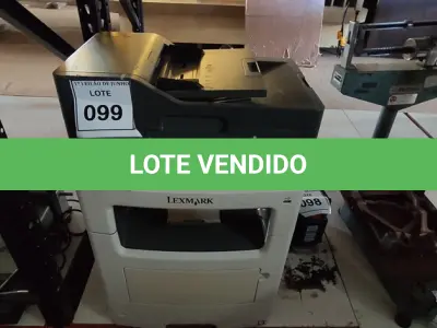 LOTE 099 - 01 IMPRESSORA NX611DE MARCA LEXMARK. (NO ESTADO) ATENÇÃO! FAZER A VISITAÇÃO ANTES DE ARREMATAR, NÃO SABEMOS SE FUNCIONA, LEILÃO NÃO TEM GARANTIA E NEM DEVOLUÇÃO, SUJEITO A POSSÍVEIS AVARIAS VISÍVEIS/OCULTAS E/OU AUSÊNCIA DE COMPONENTES.