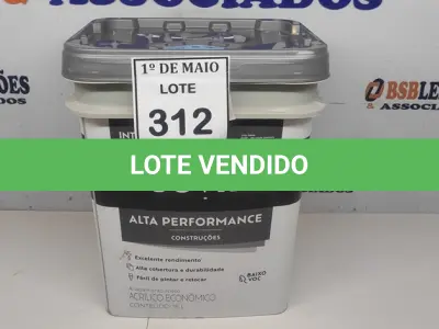 LOTE 312 - 01 BALDE DE TINTA SUVINIL INTERIORES FOSCOS 18L NA COR FOSCO BRANCO. VENCIMENTO 10/2027 (NOVO) (NO ESTADO) ATENÇÃO! FAZER A VISITAÇÃO ANTES DE ARREMATAR, NÃO SABEMOS SE FUNCIONA. LEILÃO NÃO TEM GARANTIA E NEM DEVOLUÇÃO, SUJEITO A POSSÍVEIS AVARIAS VISÍVEIS/OCULTAS E/OU AUSÊNCIA DE COMPONENTES.
