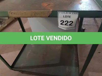 LOTE 222 - 01 CARRINHO DE TRANSPORTE COM RODINHAS. (NO ESTADO) ATENÇÃO! FAZER A VISITAÇÃO ANTES DE ARREMATAR, NÃO SABEMOS SE FUNCIONA, LEILÃO NÃO TEM GARANTIA E NEM DEVOLUÇÃO, SUJEITO A POSSÍVEIS AVARIAS VISÍVEIS/OCULTAS E/OU AUSÊNCIA DE COMPONENTES.