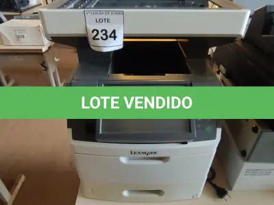 LOTE 234 - 01 IMPRESSORA MULTIFUNCIONAL MX711DE MARCA LEXMARK. (NO ESTADO) ATENÇÃO! FAZER A VISITAÇÃO ANTES DE ARREMATAR, NÃO SABEMOS SE FUNCIONA, LEILÃO NÃO TEM GARANTIA E NEM DEVOLUÇÃO, SUJEITO A POSSÍVEIS AVARIAS VISÍVEIS/OCULTAS E/OU AUSÊNCIA DE COMPONENTES.