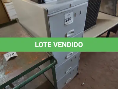 LOTE 230 - 01 ARQUIVO DE AÇO 04 GAVETAS. (NO ESTADO) ATENÇÃO! FAZER A VISITAÇÃO ANTES DE ARREMATAR, NÃO SABEMOS SE FUNCIONA, LEILÃO NÃO TEM GARANTIA E NEM DEVOLUÇÃO, SUJEITO A POSSÍVEIS AVARIAS VISÍVEIS/OCULTAS E/OU AUSÊNCIA DE COMPONENTES.