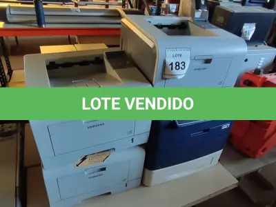 LOTE 183 - 04 IMPRESSORAS, SENDO 03 MODELOS ML/3471ND MARCA SAMSUNG E 01 PHASER 4600 MARCA XEROX. (NO ESTADO) ATENÇÃO! FAZER A VISITAÇÃO ANTES DE ARREMATAR, NÃO SABEMOS SE FUNCIONA, LEILÃO NÃO TEM GARANTIA E NEM DEVOLUÇÃO, SUJEITO A POSSÍVEIS AVARIAS VISÍVEIS/OCULTAS E/OU AUSÊNCIA DE COMPONENTES.