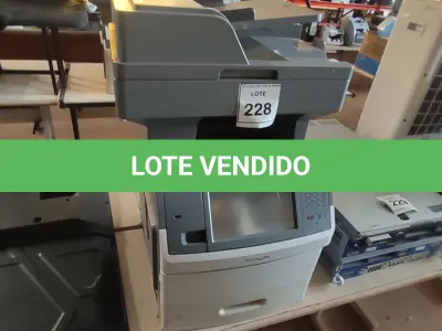 LOTE 228 - 01 IMPRESSORA MULTIFUNCIONAL X656DE MARCA LEXMARK. (NO ESTADO) ATENÇÃO! FAZER A VISITAÇÃO ANTES DE ARREMATAR, NÃO SABEMOS SE FUNCIONA, LEILÃO NÃO TEM GARANTIA E NEM DEVOLUÇÃO, SUJEITO A POSSÍVEIS AVARIAS VISÍVEIS/OCULTAS E/OU AUSÊNCIA DE COMPONENTES.